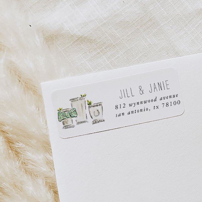 Mint Julep Return Address Labels (Watercolor mint julep Derby Day return address labels.)