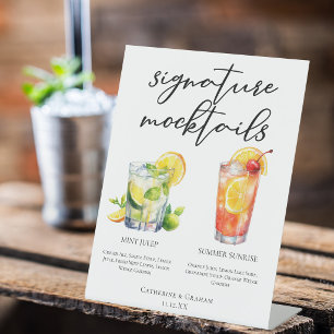 Mint Julep Summer Sunrise Wedding Mocktails Menu Pedestal Sign