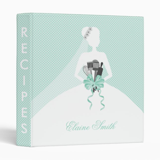 Mint Kitchen Bridal shower Recipe Folder Binder (Front/Spine)