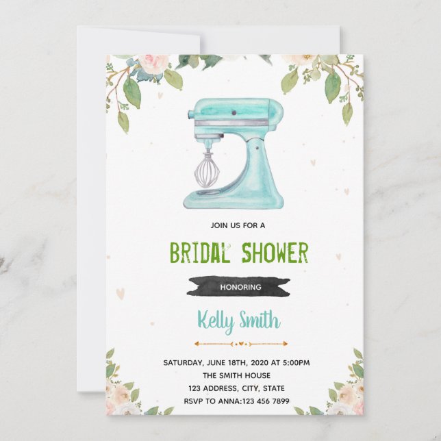 Mint kitchen shower invitation (Front)