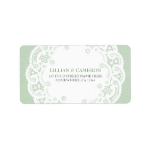 Mint Lace Doily Address Labels