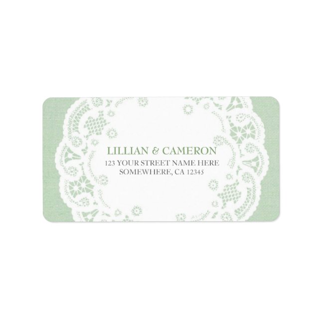 Mint Lace Doily Address Labels (Front)