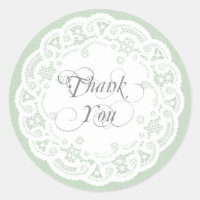 Mint Lace Doily Thank You Stickers