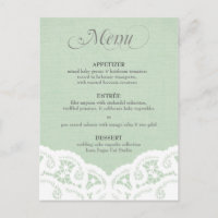 Mint Lace Doily Wedding Menu