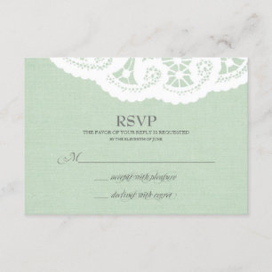 Mint Lace Doily Wedding RSVP Card