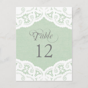 Mint Lace Doily Wedding Table Number Table Cards