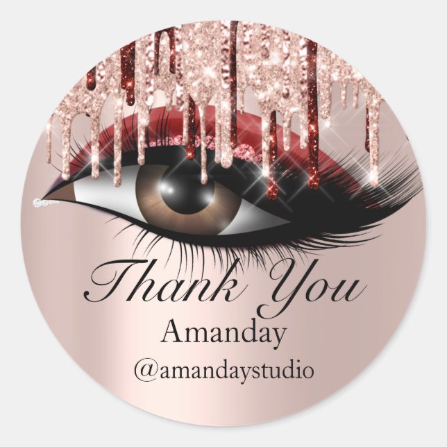 Mint Lashes Extension Makeup Artist Rose Burgundy Classic Round Sticker (Front)