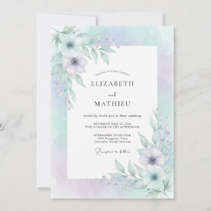 Mint Lavender Dreamy Whimsical Wedding Invitation