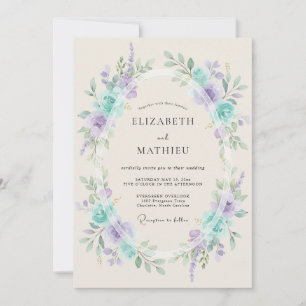 Mint Lavender Graceful Spring Wedding Invitation