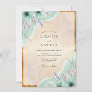 Mint Lavender Painted Wedding Invitation