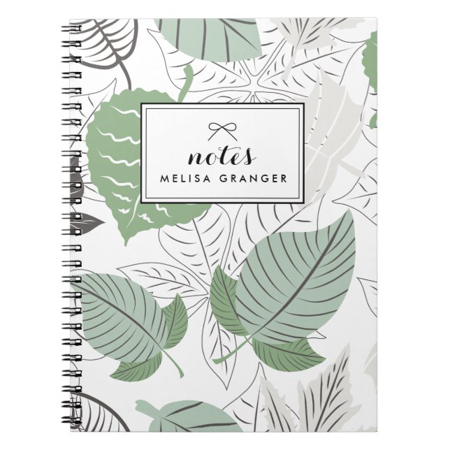 Mint Leaves Pattern Personalized Notebook (Front)