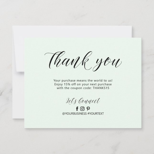Mint Lettering Business Package Thank You Card (Front)
