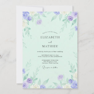Mint Lilac Rose Wedding Invitation