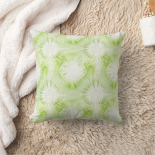 Mint Lime Green Tie Dye Throw Pillow