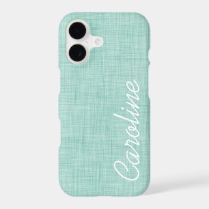 Mint Linen Texture Custom Monogram