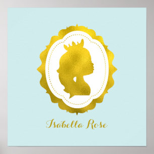 Mint Little Girl Cameo Wall Art