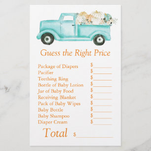 Mint Little Pumpkin Baby Shower Guess Right Price