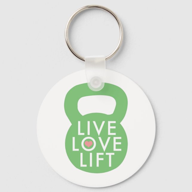 Mint "Live Love Lift" Keychain (Front)