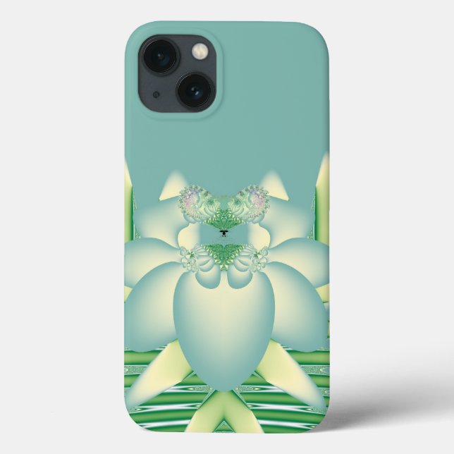 Mint Lotus Art Deco Fractal Flower Art Case-Mate iPhone Case (Back)