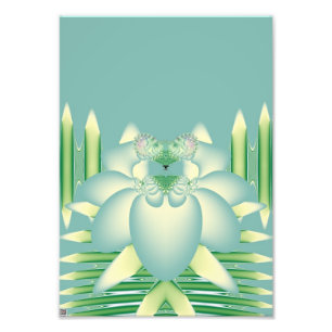 Mint Lotus Art Deco Fractal Flower Art Photo Print