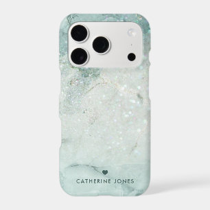 Mint Marble and Glitter Printed Texture