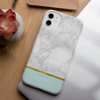 Mint Marble Pattern and Faux Gold Foil