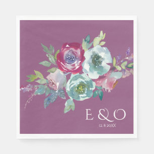 Mint & Mauve floral personalised wedding Napkins