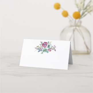 Mint & Mauve floral watercolour Place Card