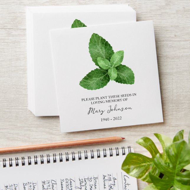 Mint Memorial Funeral Seed Envelope (Stacked)