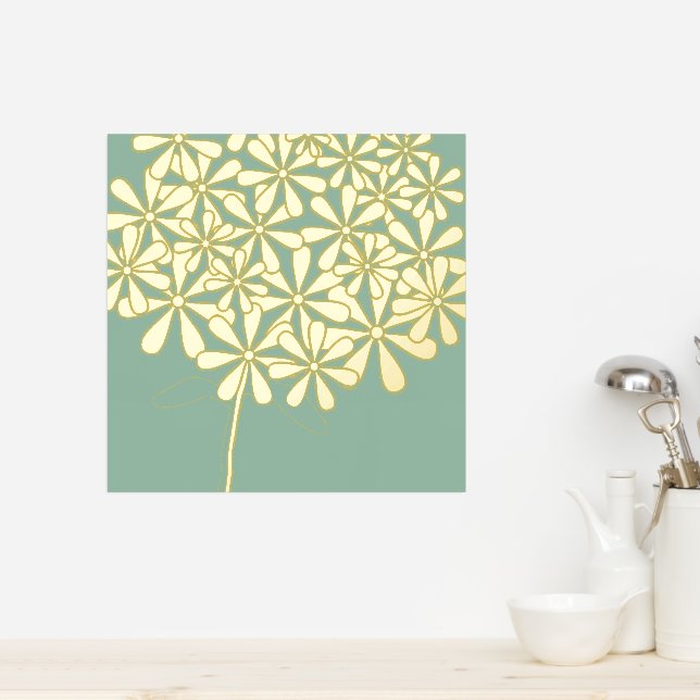 Mint Modern Floral Gold  Foil Prints (In Situ (Kitchen))