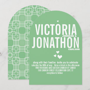 Mint Modern Geometric Pattern Typography Wedding Invitation