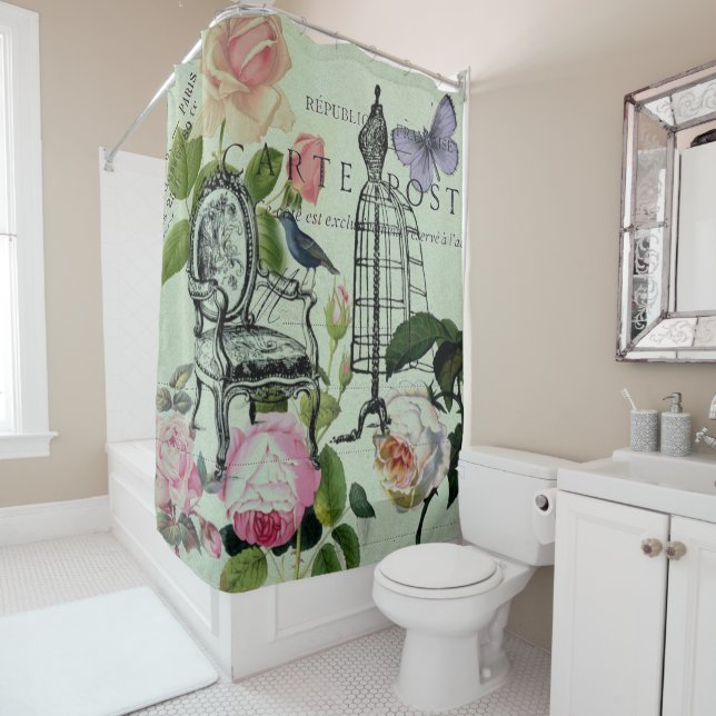 mint modern vintage french rose  butterfly paris (In Situ)