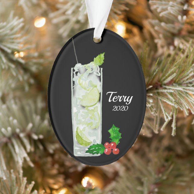 Mint Mojito Cocktail Personalized Ornament (Tree)