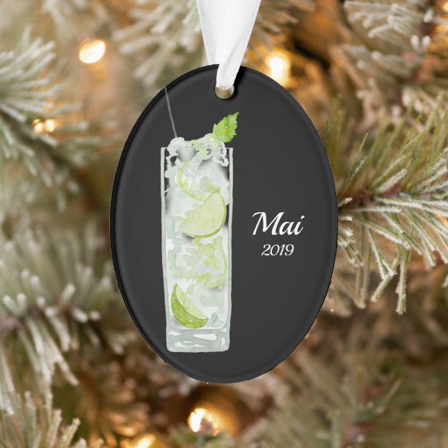 Mint Mojito Cocktail Personalized Ornament (Tree)