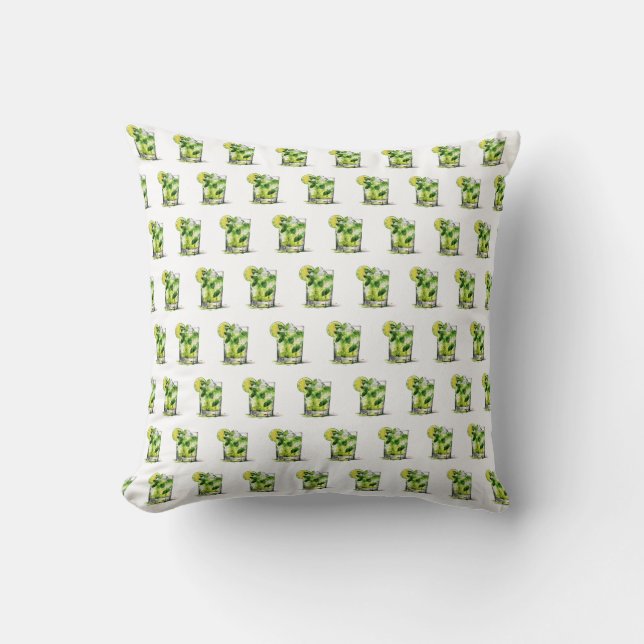 Mint Mojito With Lime Throw Pillow (Front)