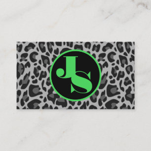 Mint Monogram Classic Leopard Print Rockabilly Business Card