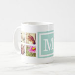 Mint Monogram Instagram Photo Collage Mug<br><div class="desc">Add 8 or more of your favourite Instagram photos and personalize with your monogram initial or other custom text. You can select from several mug size, style and colour options. Click Customize It to move photos and customize text fonts and colours to create your own unique one of a kind...</div>