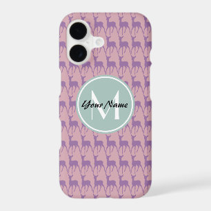 Mint Monogram Lilac and Pink Deer Personalized N1