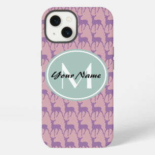 Mint Monogram Lilac and Pink Deer Personalized N1 iPhone 13 Case