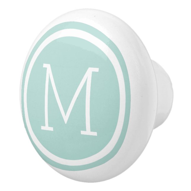 Mint Monogram Personalized Drawer Knob (Right)