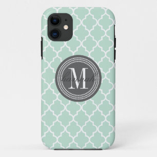Mint Moroccan Tiles Lattice Personalized iPhone 11 Case