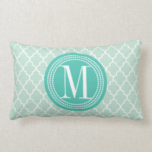 Mint Moroccan Tiles Lattice Personalized Lumbar Pillow