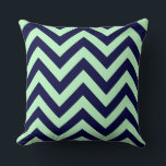 Mint, Navy Blue Large Chevron ZigZag Pattern Throw Pillow<br><div class="desc">Mint and Navy Blue Large Chevron ZigZag Pattern You can also customize this with your own images and text to create your own unique one-of-a-kind design. Please note that this is a digitally created graphic design that's transferred to the underlying product. The design itself doesn't contain actual ribbon, labels, metals,...</div>