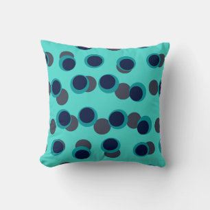 Mint & Navy Retro Orbit Throw Pillow