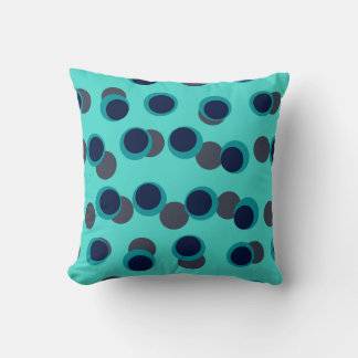 Mint & Navy Retro Orbit Throw Pillow