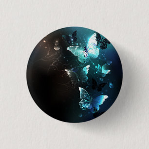 Mint Night Butterflies 1 Inch Round Button