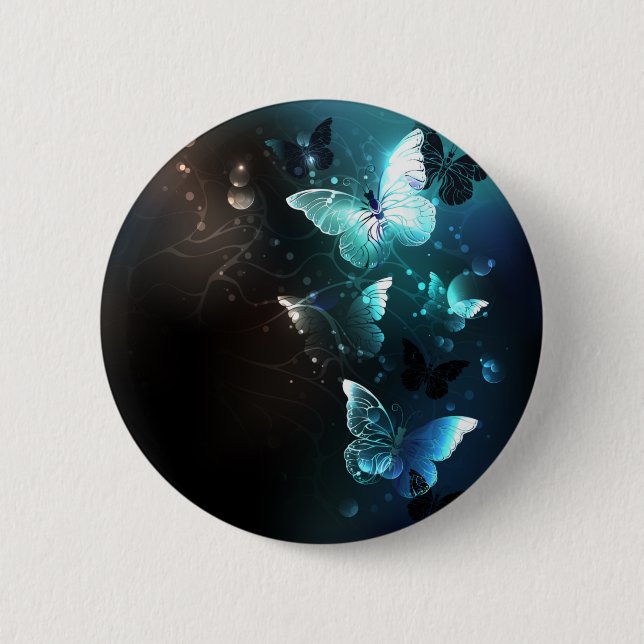 Mint Night Butterflies 2 Inch Round Button (Front)