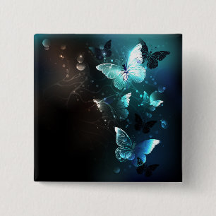 Mint Night Butterflies 2 Inch Square Button