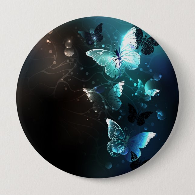Mint Night Butterflies 4 Inch Round Button (Front)