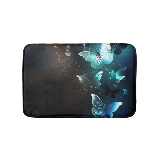 Mint Night Butterflies Bath Mat (Front)